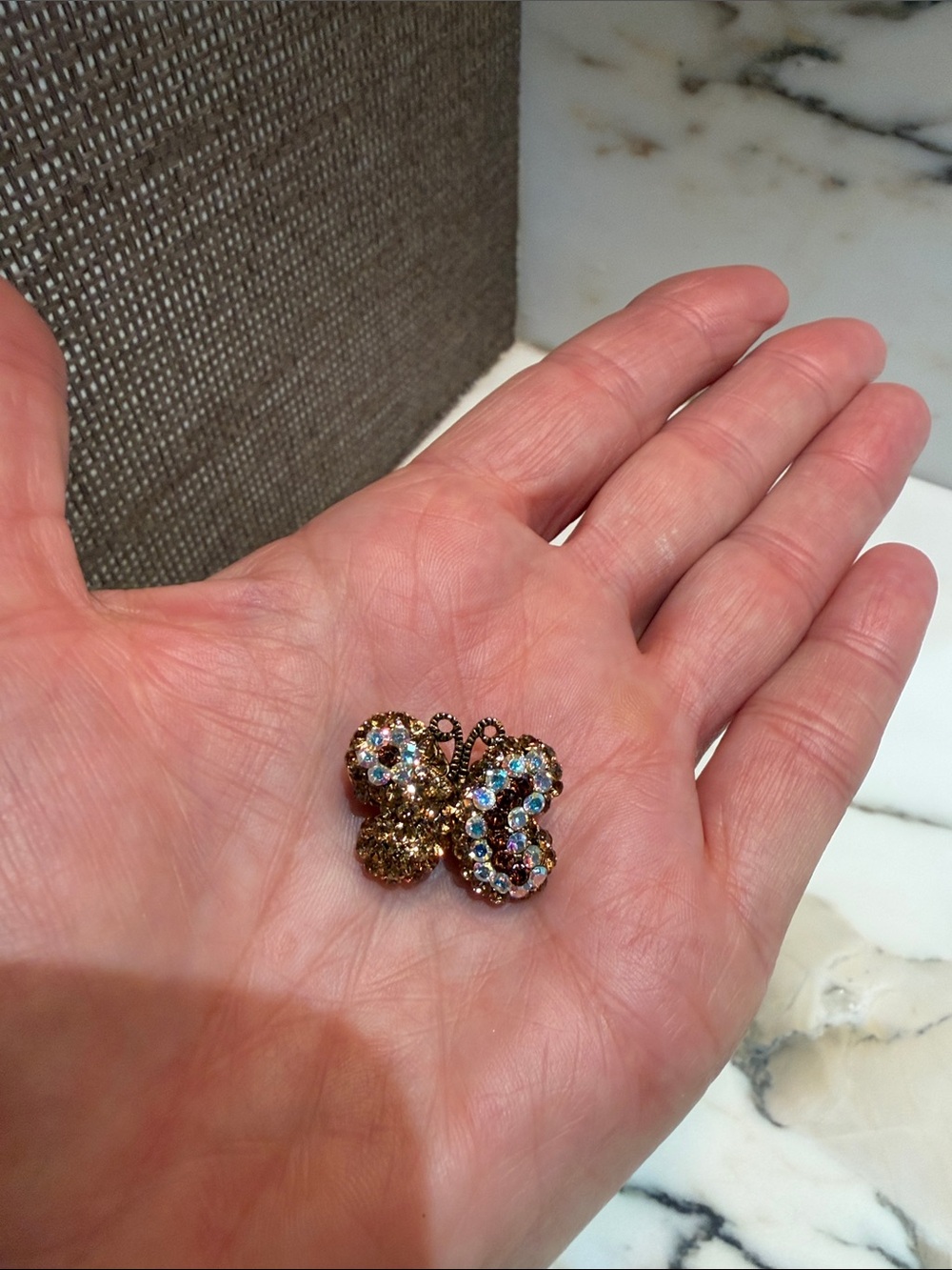 Crystal Butterfly Brooch in Gold with Multicolor Accents